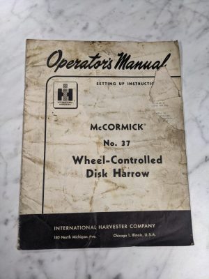 International Harvester Ih Operator Service Manual Mccormick 37 Disk Harrow 1957
