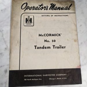 International Harvester Ih Operator Service Manual Mccormick #50 Trailer 1957