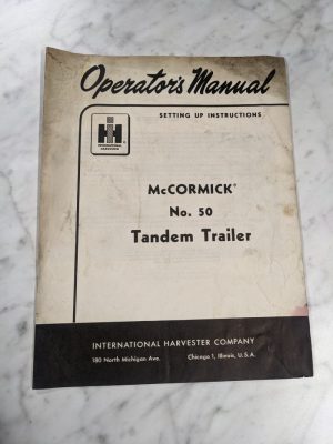 International Harvester Ih Operator Service Manual Mccormick #50 Trailer 1957