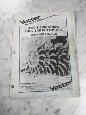 Yetter Operator Service Manual 3400 3500 Series Tool Bar Rotary Hoe 1990