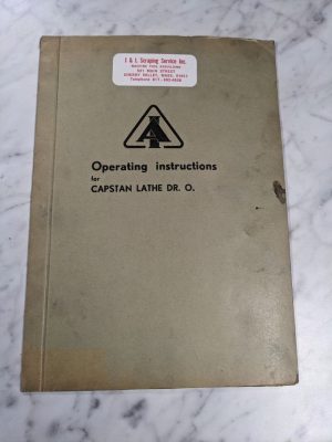 Capstan Lathe Dr. O. Operator Service Manual D.R.O Wiring Diagram