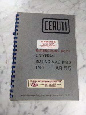 Ceruti Operator Service Manual Instruction Book Boring Machines Ab 55 Parts List
