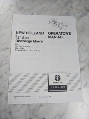 New Holland Operator Service Manual 42” Side Discharge Mower For Ls Tractor 1997