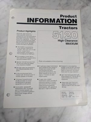 Case International Harvester 5120 Production Information Sales Brochure Maxxum