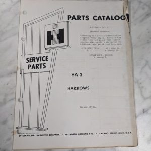 International Harvester Service Parts List Catalog Manual Ha-2 Harrow Supplement
