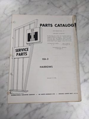International Harvester Service Parts List Catalog Manual Ha-2 Harrow Supplement