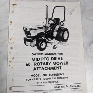 Haban Owner Operator Service Manual Ha60Mp-5 Mower For Case Ih 235 Tractor