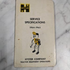 Hyster Service Specifications Manual 1964-1965 Tractor Equipment Operations