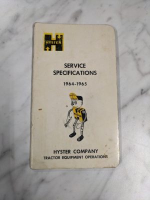 Hyster Service Specifications Manual 1964-1965 Tractor Equipment Operations
