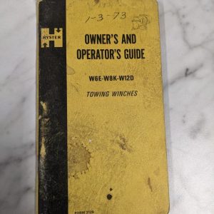Hyster Owner Operator Service Manual W6E W8K W12D Towing Winches 1972