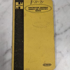 Hyster Construction Equipment Owners Operator Service Manual Specifications