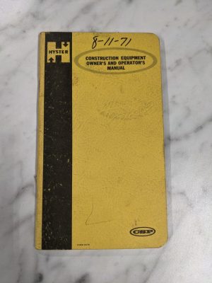 Hyster Construction Equipment Owners Operator Service Manual Specifications