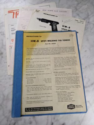 Union Carbide Instruction Owner Operator Service Manual Hw-8 Spot Weld Tig Torch