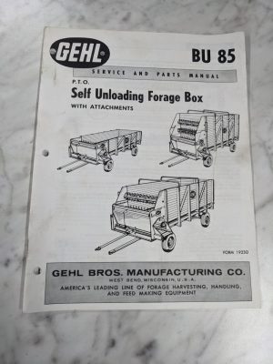 Gehl Operator Service Manual Parts List Book Forage Box Bu 85 1923D