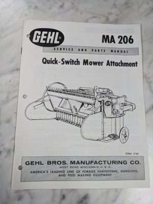 Gehl Operator Service Manual Parts List Quick Switch Mower Attachment Ma 206