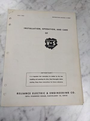 Reliance Electric Installation Operator Service Manual V*S Vs Drive 1953 D-3035