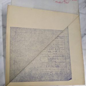 Taylor & Fenn Drill Model #125 Spindle Print Drawing Diagram D125-124 1945