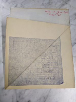Taylor & Fenn Drill Model #125 Spindle Print Drawing Diagram D125-124 1945