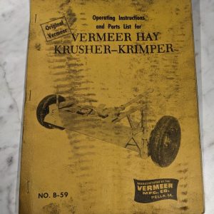 Vermeer Mfg Hay Krusher-Krimer Operator Service Manual Parts List Book B-59