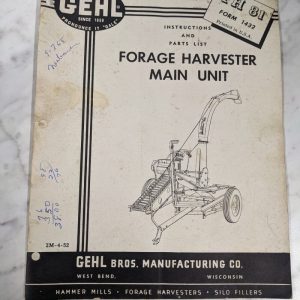 Gehl Owner Operator Service Manual Parts List Catalog Fh 81 Forage Harvester
