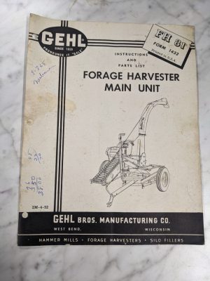 Gehl Owner Operator Service Manual Parts List Catalog Fh 81 Forage Harvester