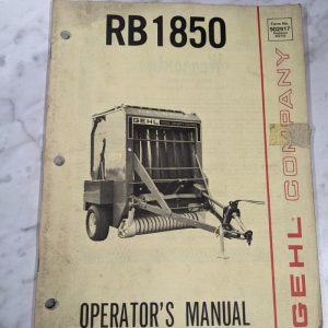 Gehl Company Owner Operator Service Manual Rb 1850 Round Baler 902917