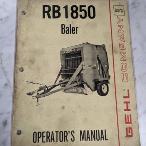 Gehl Company Owner Operator Service Manual Rb1850 Baler 902733
