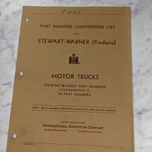 International Harvester Ih Part Number Conversion List Stewart Warner 1963 Truck