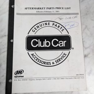 Ingersoll Rand Club Car Aftermarket Parts Price List 2001 Sales Brochure Catalog