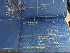 Cincinnati Milling Machine Assembly Parts Drawing Print Hydrotel Vert 28” 1936