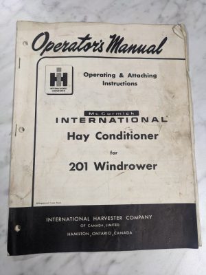 International Harvester Mccormick Operator Service Manual Condition 201 Windrow