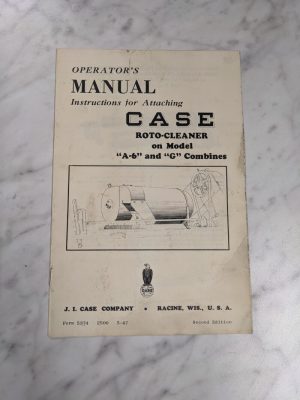 J I Case Operator Service Manual Instruction Roto-Cleaner A-6 G Combine