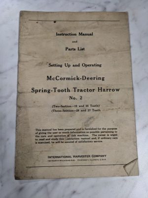 International Ih Mccormick Deering Spring Tooth Harrow #2 Operator Manual Parts