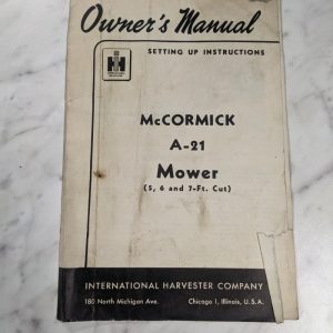 International Harvester Mccormick Operator Service Manual #A-21 Mower 1953