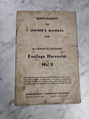 International Harvester Mccormick Supplement Operator Manual #2 Ensilage 1948