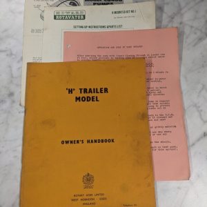 Rotary Hoes Limited H Trailer Model Owners Operator Service Manual Handbook