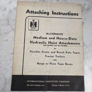 International Harvester Mccormick Attachment Manual Hoist Trailer Boxes