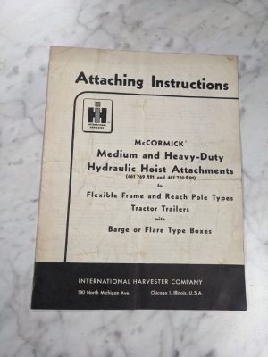 International Harvester Mccormick Attachment Manual Hoist Trailer Boxes