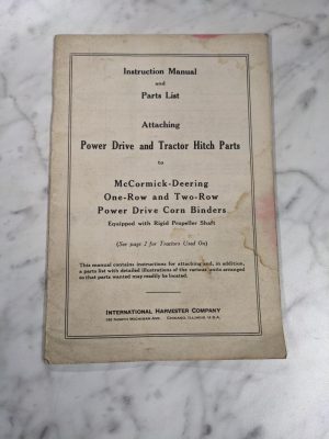 International Harvester Ih Operator Service Manual Parts List Power Drive Corn