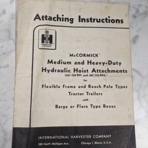 International Harvester Mccormick Attachment Manual Hoist Trailer Boxes
