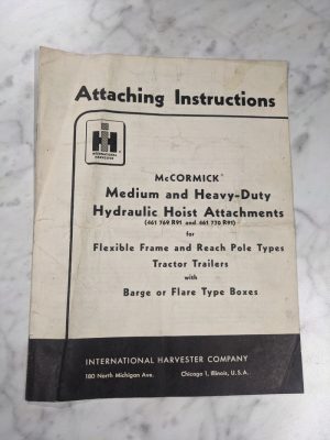 International Harvester Mccormick Attachment Manual Hoist Trailer Boxes
