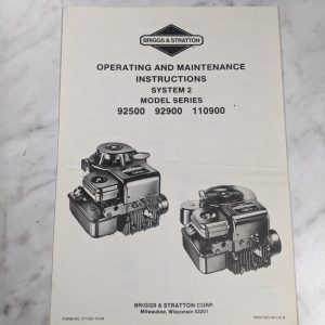 Briggs Stratton Model 92500 92900 110900 111900 Operator Maintenance Manual 2