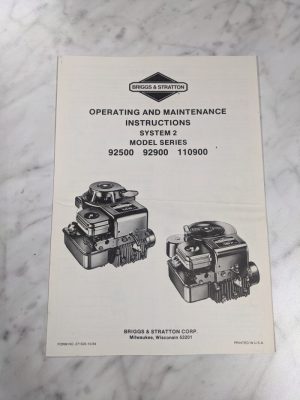 Briggs Stratton Model 92500 92900 110900 111900 Operator Maintenance Manual 2