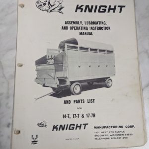 Knight Operator Service Manual Parts List Catalog 14-7 17-7R Forage Box