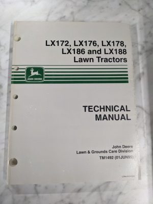 John Deere Techinical Service Manual Lawn Tractor Lx 172 176 178 186 188 Tm1492
