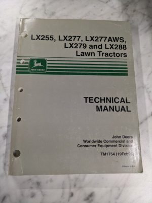 John Deere Techinical Service Manual Lawn Tractor Lx 255 277 Aws 279 288 Tm1754