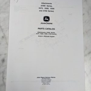John Deere Part List Catalog Manual Attachment X 400 575 585 595 700 Pc9151 2008