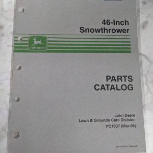 John Deere Jd Service Parts List Book Manual Catalog 46” Snowthrower Pc1937
