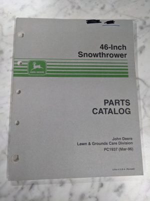 John Deere Jd Service Parts List Book Manual Catalog 46” Snowthrower Pc1937