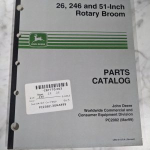 John Deere Service Parts List Book Manual Catalog 51” 26 246 Rotary Broom Pc2082